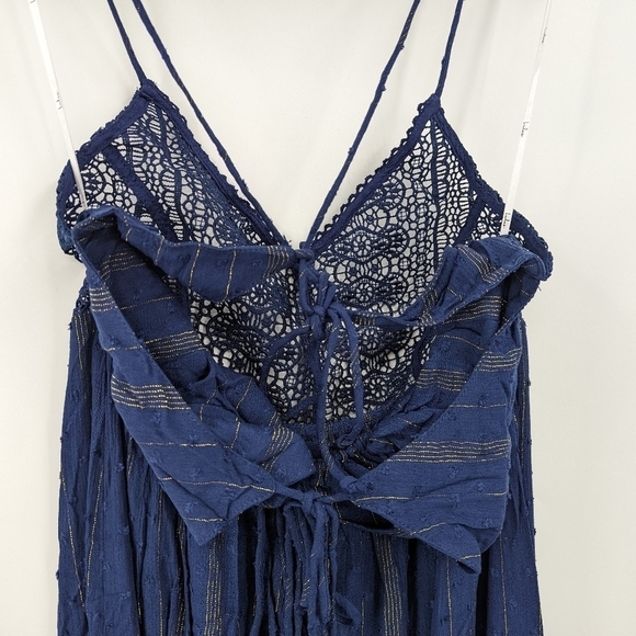 NWT LULU'S Crochet Sheer Halter Strappy Back Maxi Dress - Picture 6 of 12